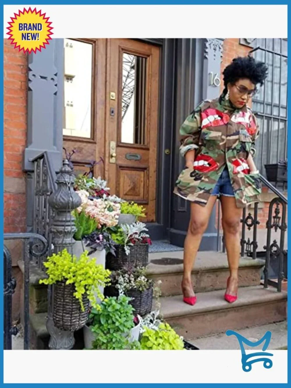 Camouflage Military Trench Coat Plus Size Long Sleeve Open Front - Picture 2 of 7